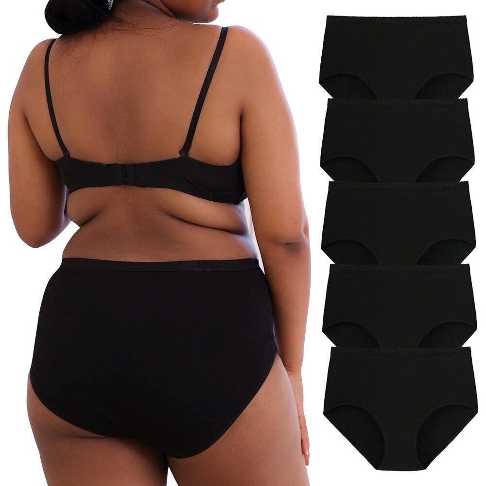 Plus Size Women's Cotton High Waist Briefs 5-Pack Full Coverage Comfort